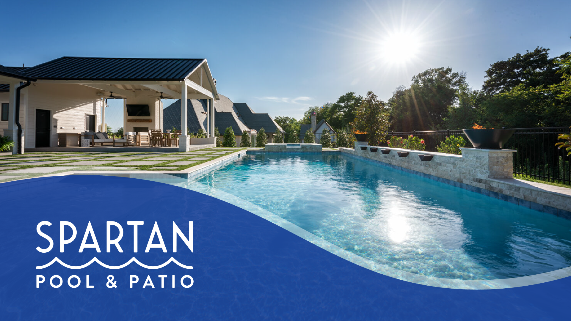 Image of swimming pool with Spartan logo